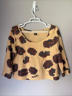 BDG wide-neck floral cropped ribbed knit top